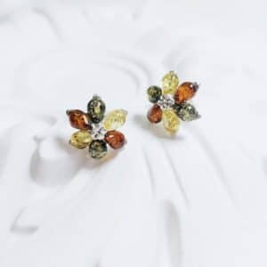 bloemen amber oorbellen